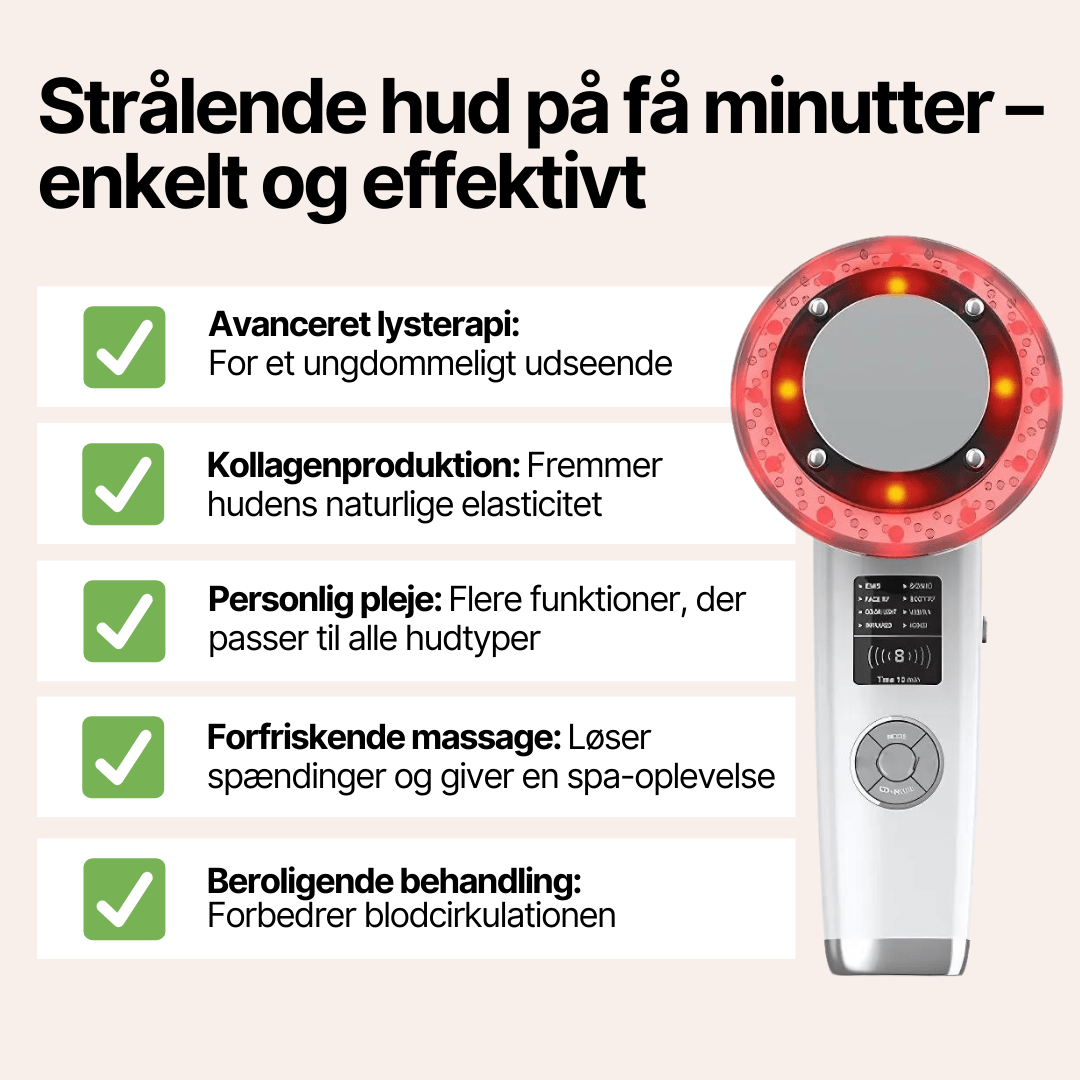 LumiTone 8 - i - 1 EMS ansiktsmassasjeapparat med rødtlysterapi - AVABeauty.no
